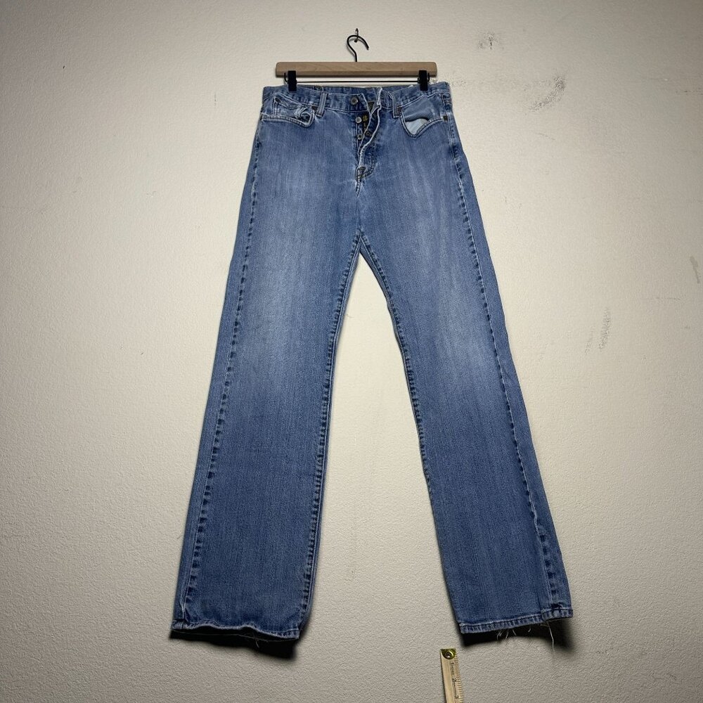 Lucky Brand Denim Jean Pant Men 34 Blue Western Button Fly USA Made Straight